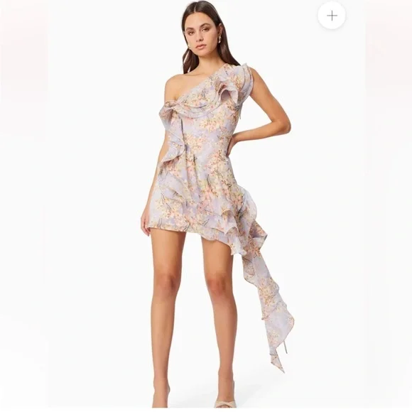 open lace back dress Hope One Shoulder Mini Dress in Purple